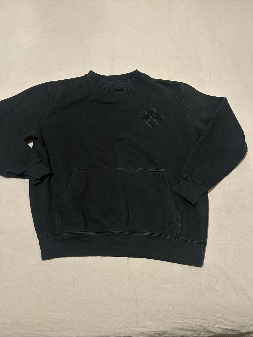 Men's Black Crewneck Sweatshirt with Subtle Chest Emblem